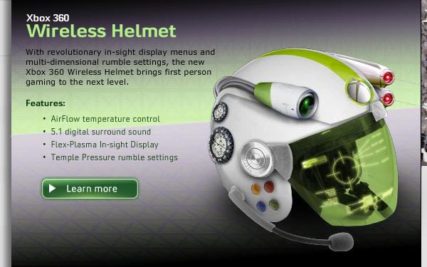 Xbox 360 April Fools wireless helmet