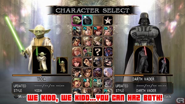 Yoda, Vader Unlockable In Soul Calibur 4